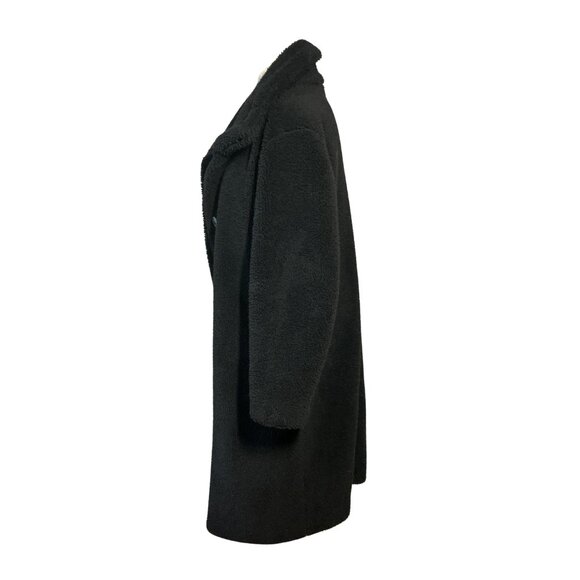 GAP Black Sherpa Coat Petite Small NWOT Long Button Front - Picture 9 of 10